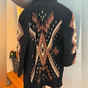 Vintage Krista Koeppe Wool Mix Beaded  Coat Native American M/L Open Front